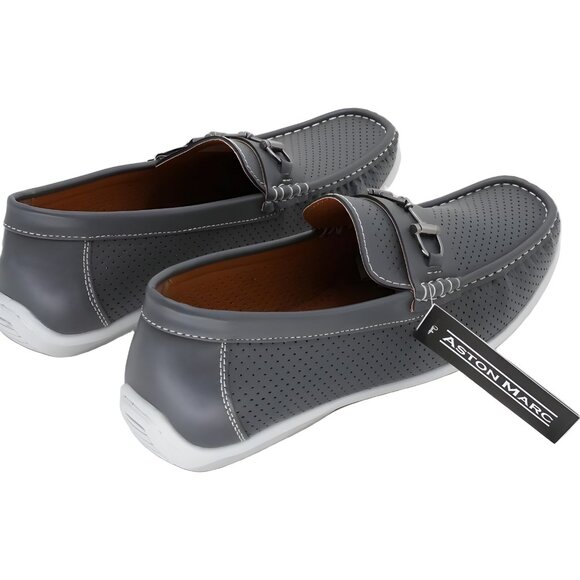 Aston Marc Perforated Driving Loafers Gray Slip-On Mens US 9.5M - Picture 3 of 6
